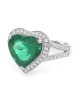 4.76ct GIA Certified Heart Cut Emerald w/ 0.49ctw Diamond Ring in 18K White Gold